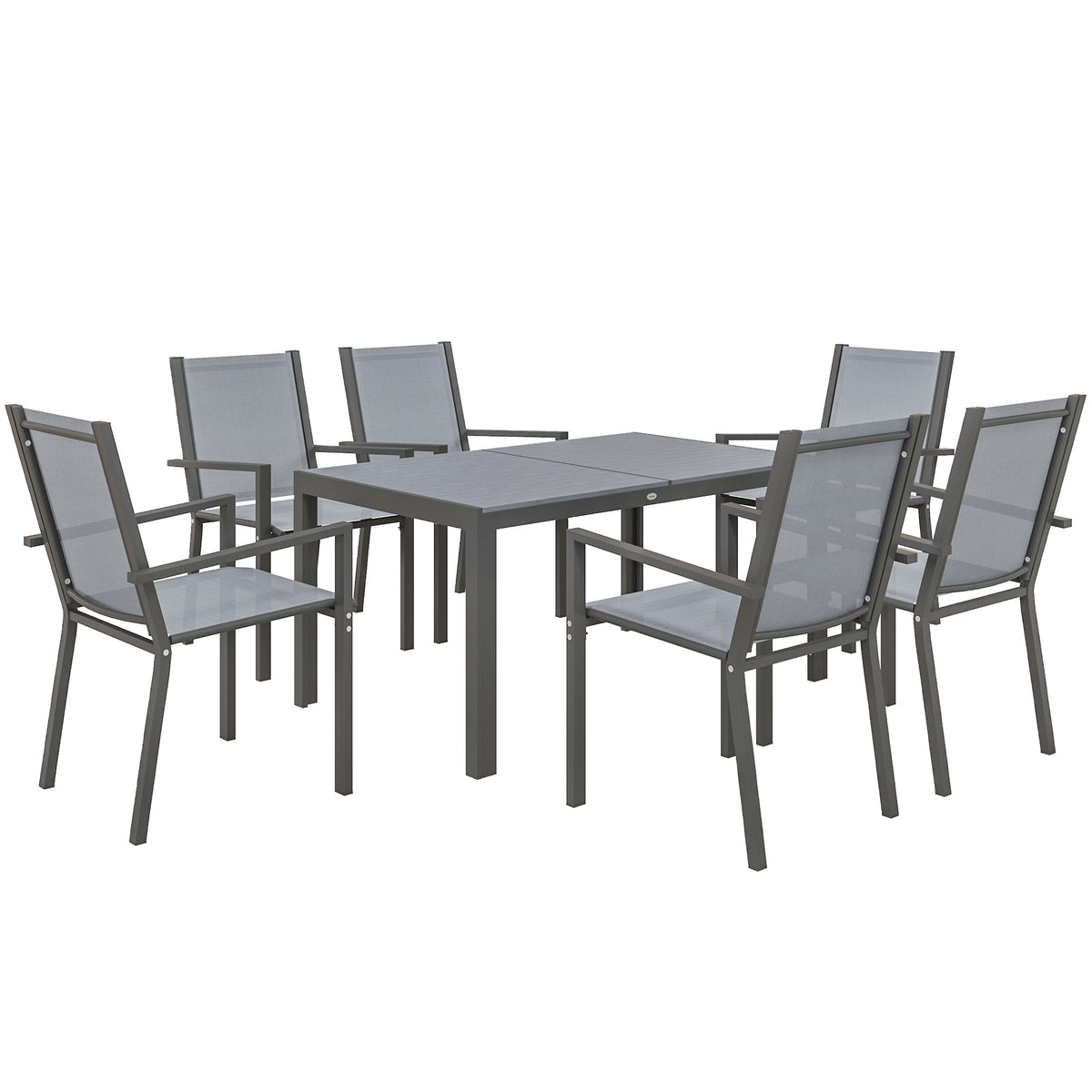 Conjunto De Jardín Outsunny Acero, Textilene Gris Claro 150x90x73 Cm_0