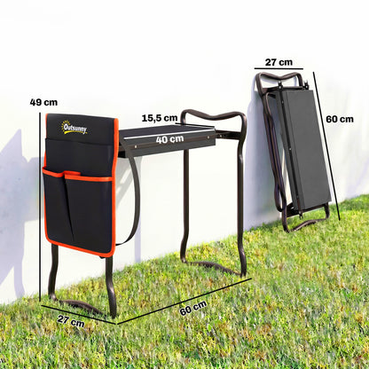 Taburete De Jardín Outsunny Acero, Eva Negro 60x27x49 Cm_2