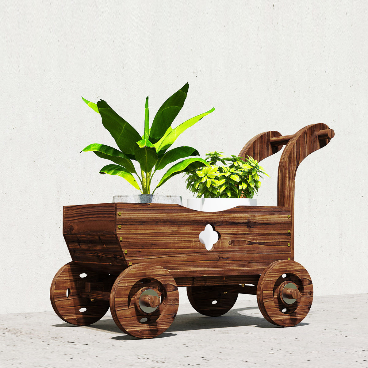 Jardinera Con Ruedas Outsunny Madera De Abeto Carbonizado 68x38x52 Cm_3