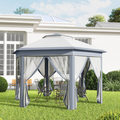 Carpa Plegable Outsunny Poliéster, Metal Gris 405x340x285 Cm_3