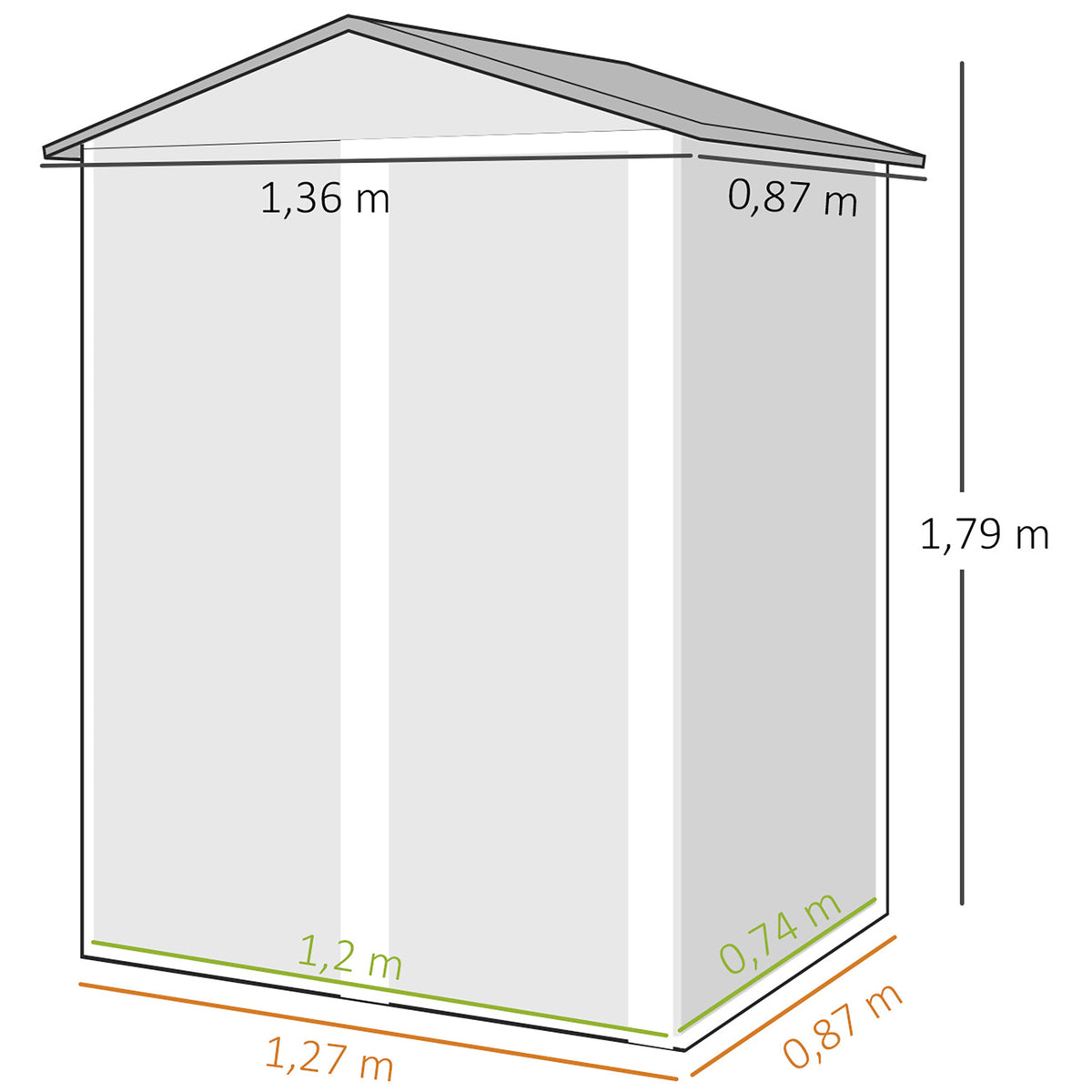Outsunny Caseta De Jardín Exterior 1,1 M² 136x87x176 Cm Puerta Corredera Marrón_2