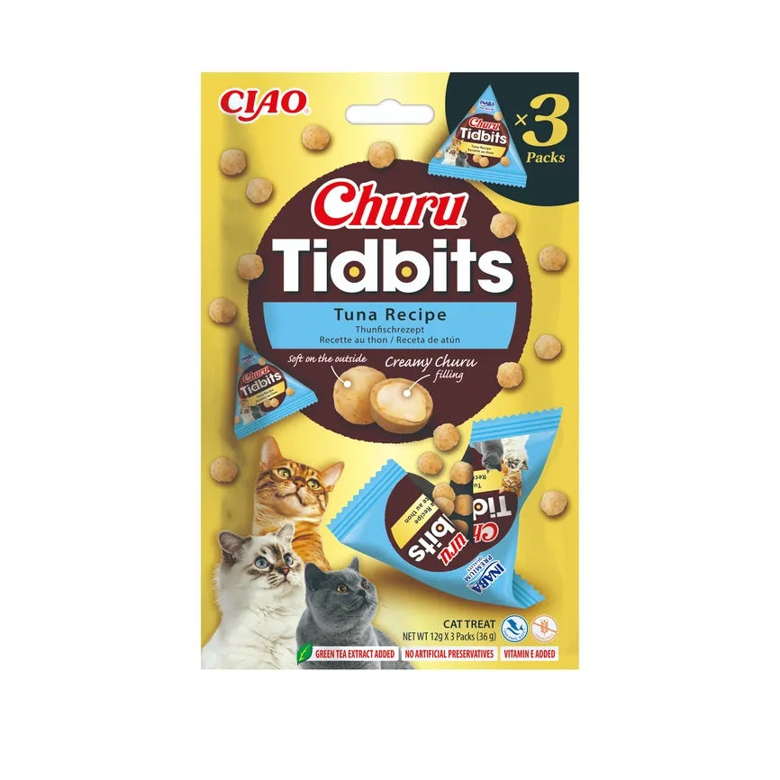 Snack Tidbites de Atún para Gatos Churu 3 x 12 g