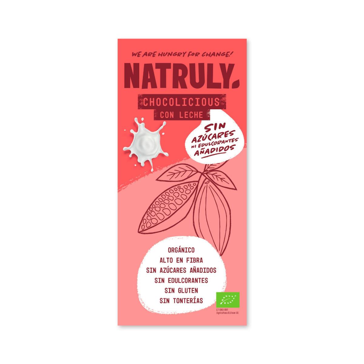 Tableta Chocolicious BIO chocolate con Leche Natruly 85 g
