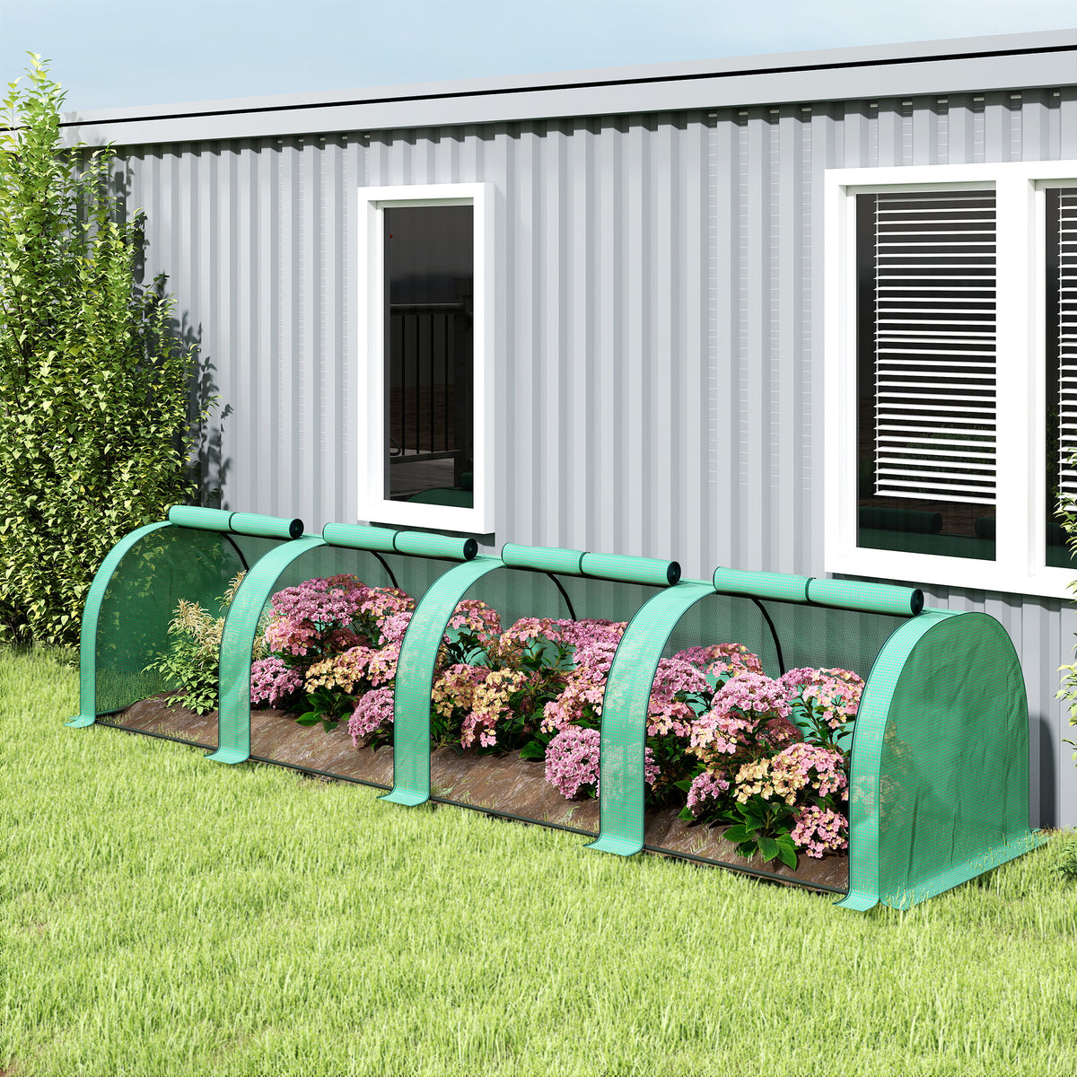 Invernadero Pequeño Outsunny Pe, Acero Verde 395x100x80 Cm 845-234v03gn_3
