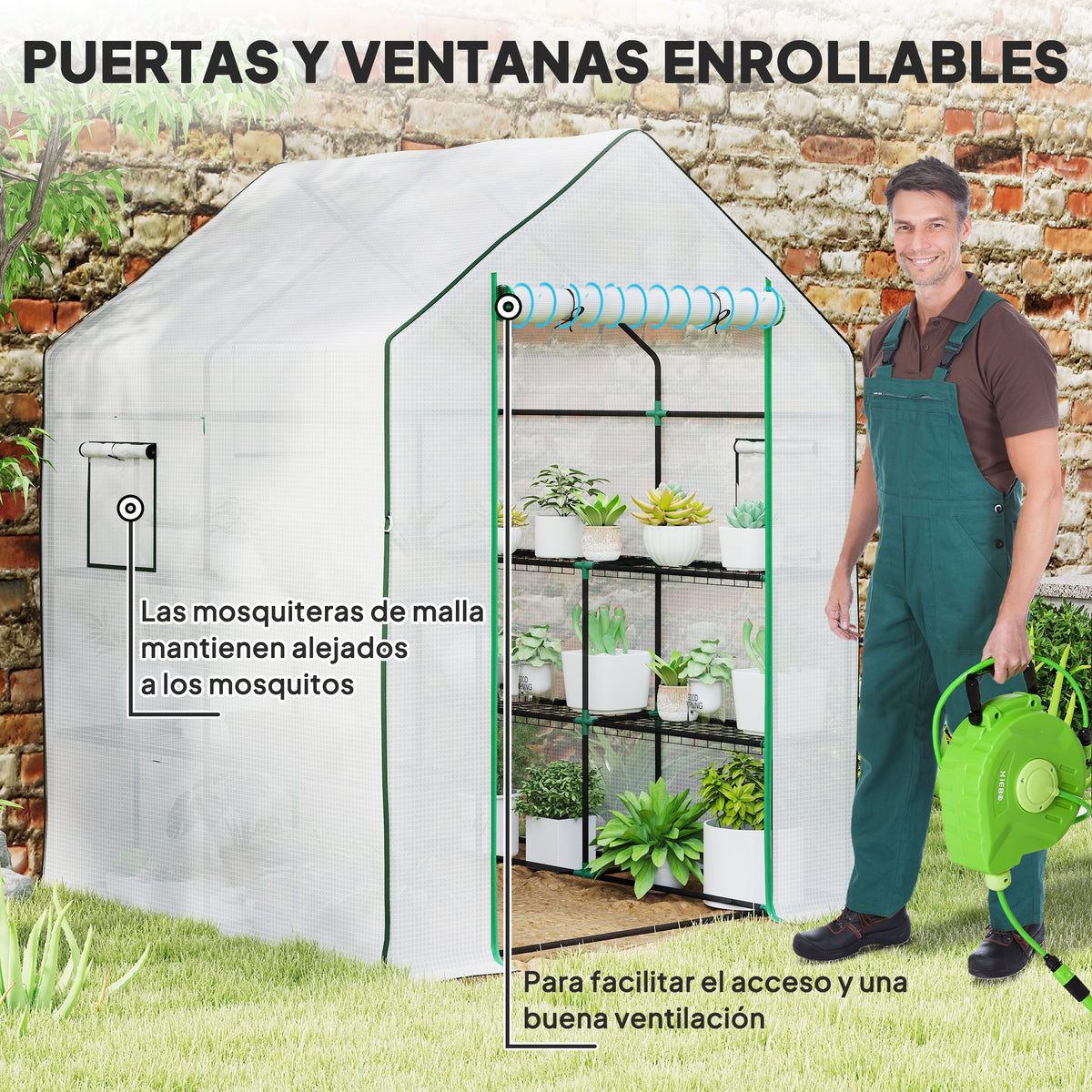 Invernadero De Jardín Outsunny Acero, Pe Blanco 140x143x190 Cm 845-932v02wt_5
