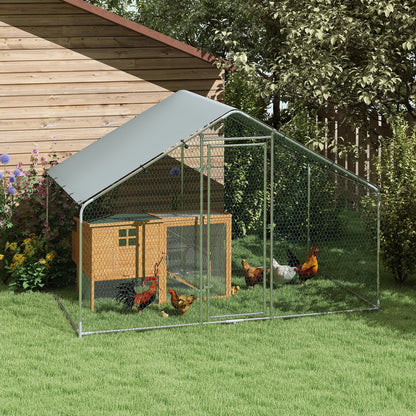 Gallinero Para Exterior Pawhut Acero Plata 300x170x190 Cm_4