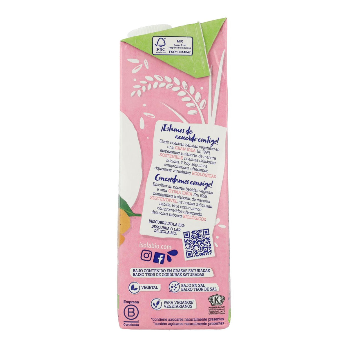 Pack 6 uds Bebida de Arroz y Almendras Bio Isola BIO 1 L