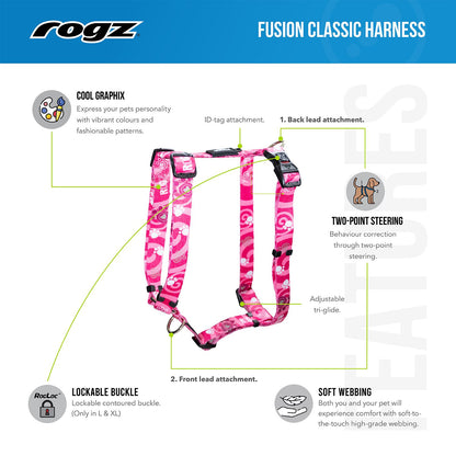 Arnés Para Perro, Modelo Fusion De Rogz, Estampado Graffiti Negro. Talla Xl (39-64kg)_1