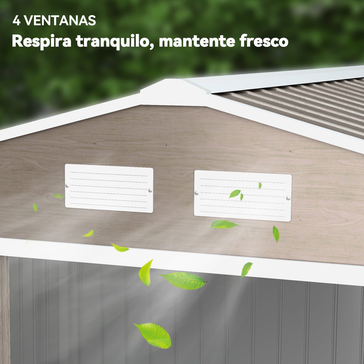 Cobertizo De Jardín Outsunny Acero Galvanizado Madera Natural 277x195x192 Cm_3