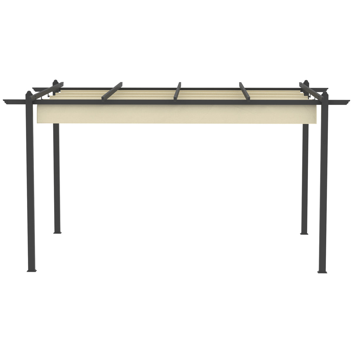Pérgola Outsunny Aluminio, Poliéster Crema 396x296x220 Cm_4