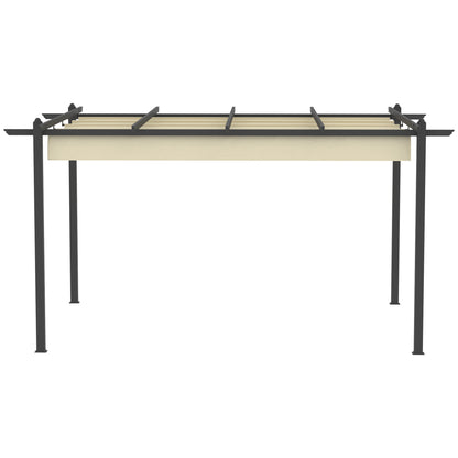 Pérgola Outsunny Aluminio, Poliéster Crema 396x296x220 Cm_4