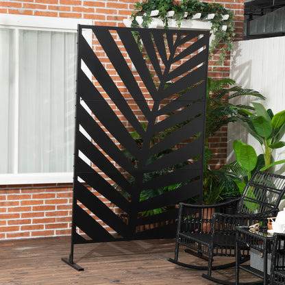 Biombo Para Exterior Outsunny Acero Negro 122x45x198 Cm_1