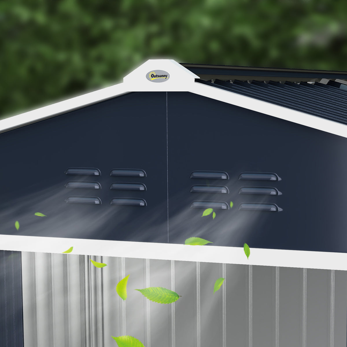 Caseta De Jardín Outsunny Acero Galvanizado Gris Oscuro 277x195x192cm_4