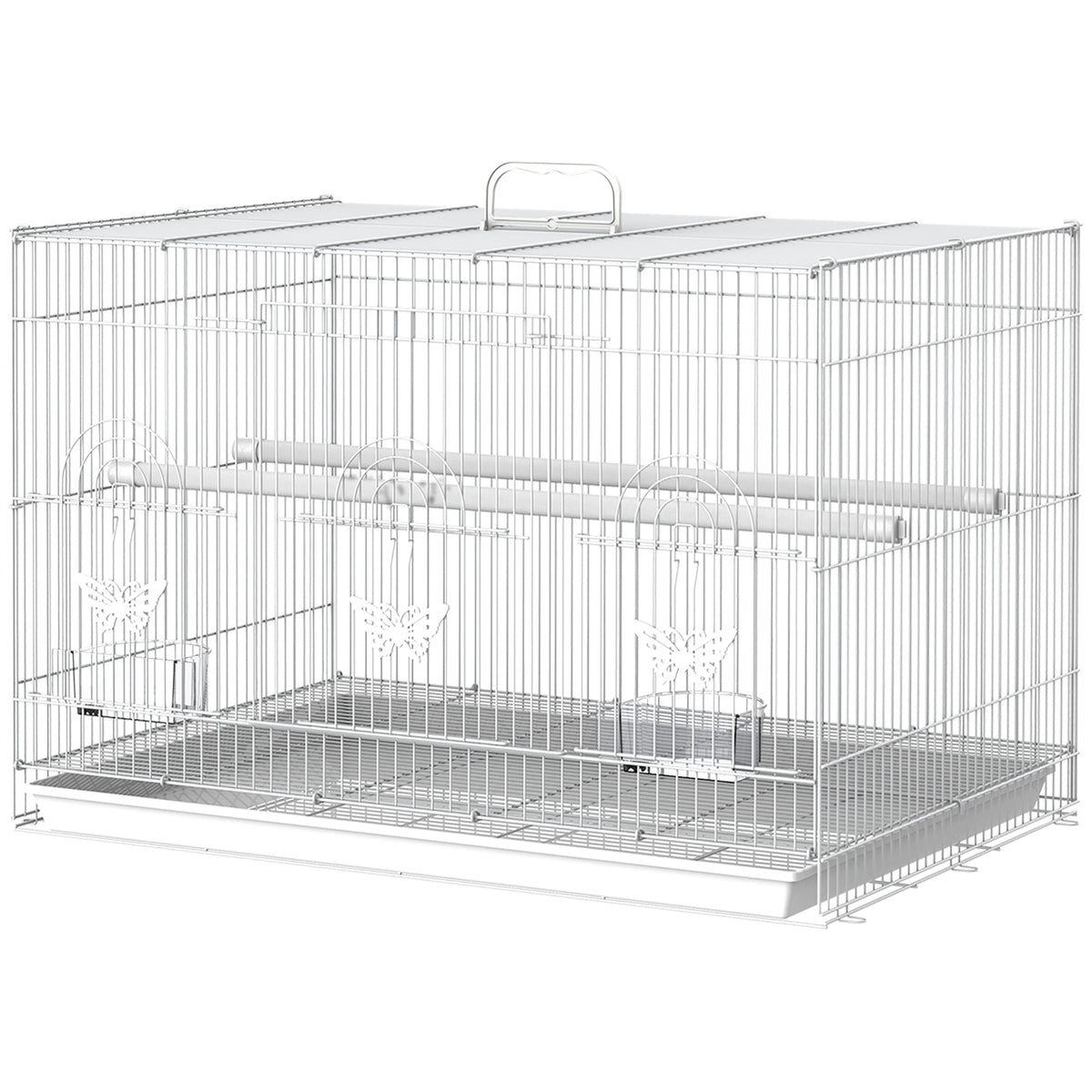 Jaula Para Pájaros Con Comederos 2 Perchas Pawhut 60x41x41 Cm Blanco_0