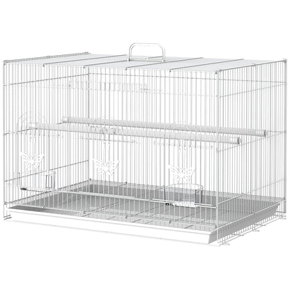 Jaula Para Pájaros Con Comederos 2 Perchas Pawhut 60x41x41 Cm Blanco_0