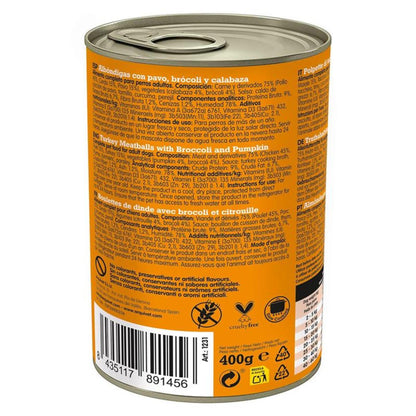 Fresh Turkey Meatballs Arquivet 400 g Comida húmeda para perro con pavo, brócoli y calabaza
