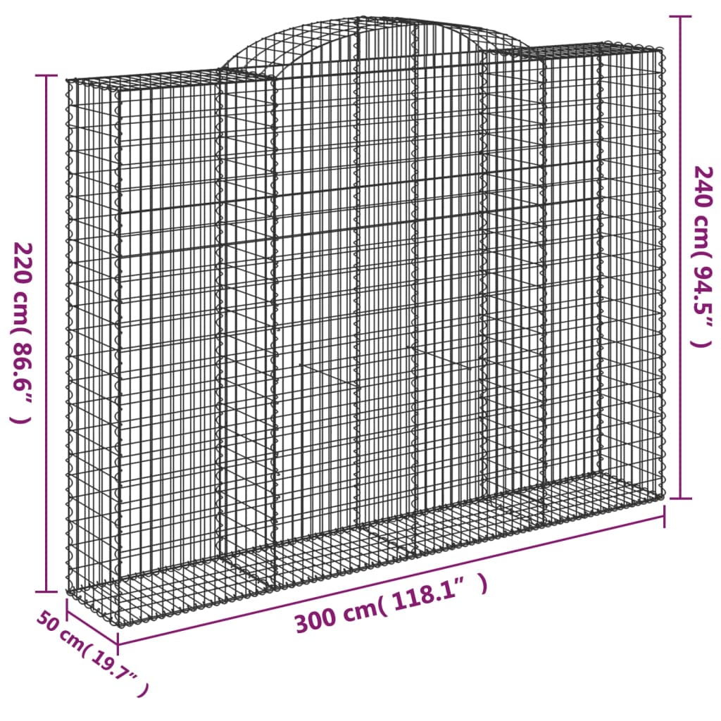 Cestas De Gaviones 15 Uds Forma De Arco Hierro 300x50x220/240cm_5