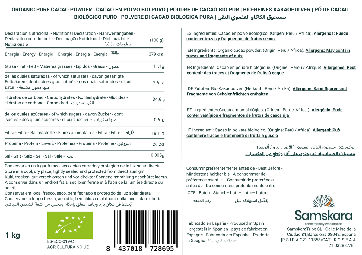 Cacao En Polvo Bio - 4kg (1kg Envase Retail + 3kg Bolsa Granel De Recarga) | Cacao Puro Ecológico Vegano Para Repostería_1