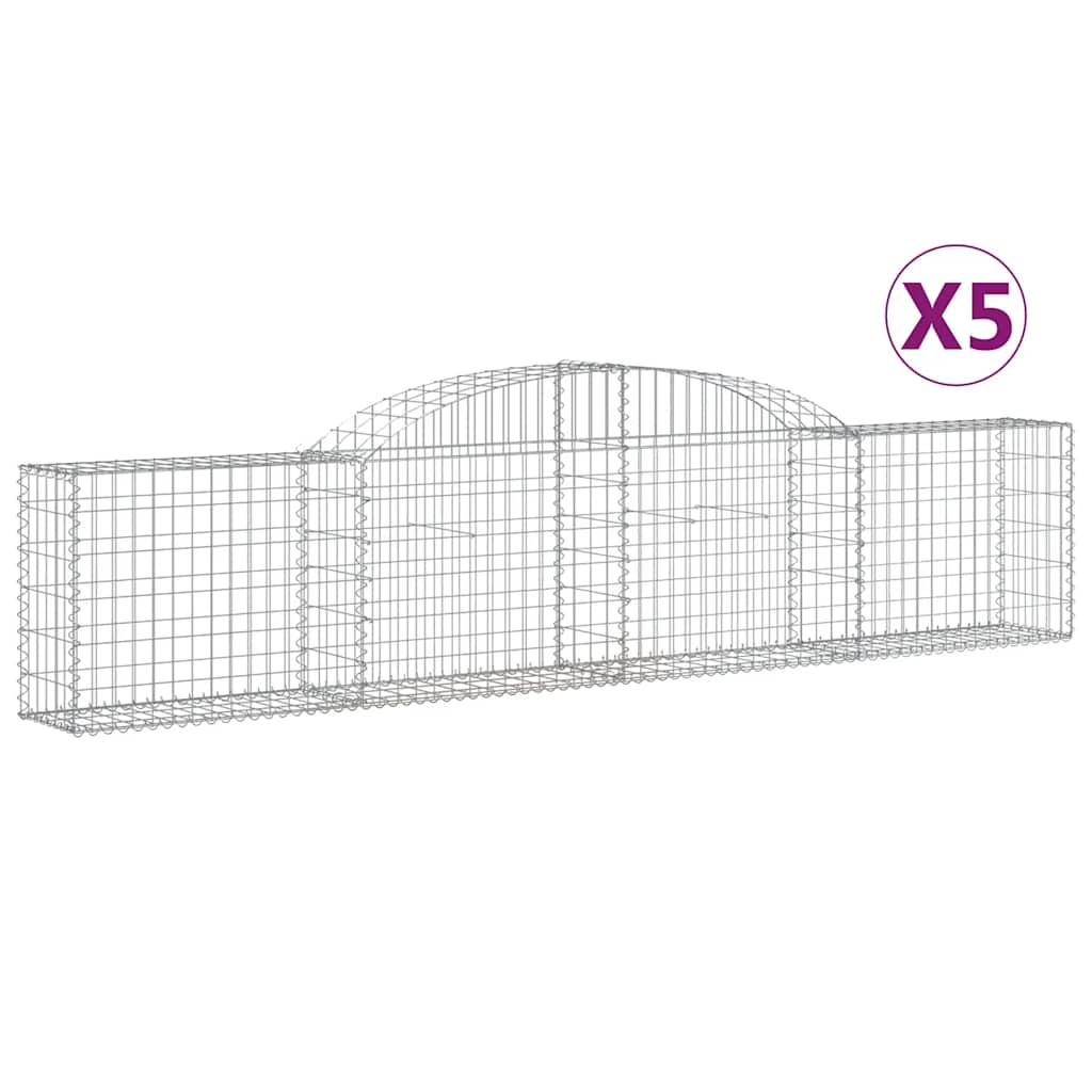 Cestas De Gaviones 5 Uds Forma De Arco Hierro 300x30x60/80 Cm_0