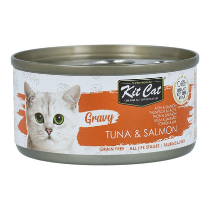 Kit Cat Lata Gravy - Atún &amp; Salmón 70 g Comida húmeda para gatos en salsa
