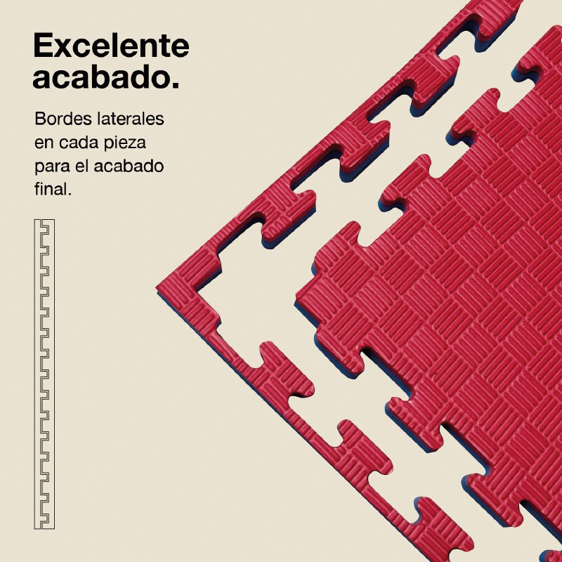 Tatami Puzzle 2,5cm 100x100cm, Pack 4 Unidades – Superficie 5 Líneas Rojo/azul Jowy_2