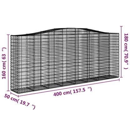 Cestas De Gaviones 5 Uds Forma De Arco Hierro 400x50x160/180 Cm_5