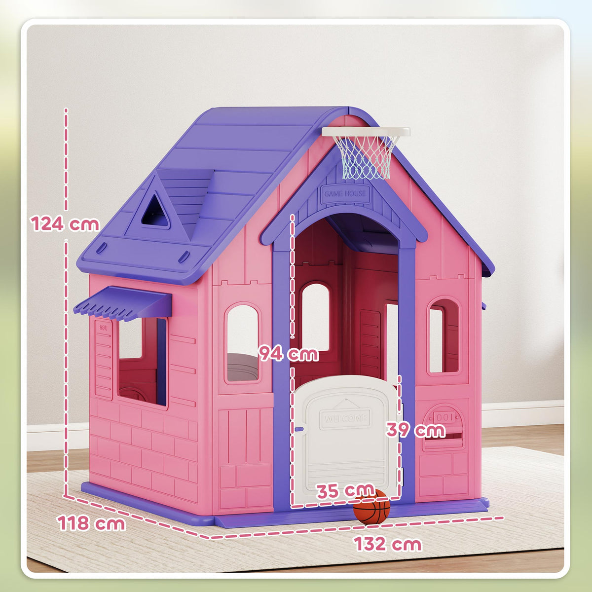 Casita Infantil Aiyaplay Pp Rosa Y Morado 132x118x124 Cm 345-032v00pk_2