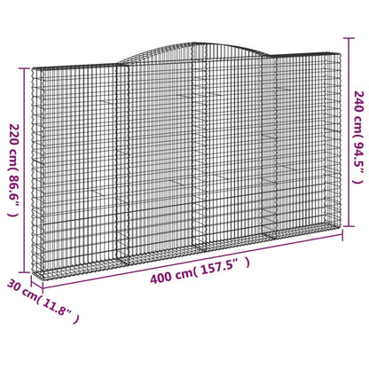 Cestas De Gaviones 2 Uds Forma De Arco Hierro 400x30x220/240 Cm_5