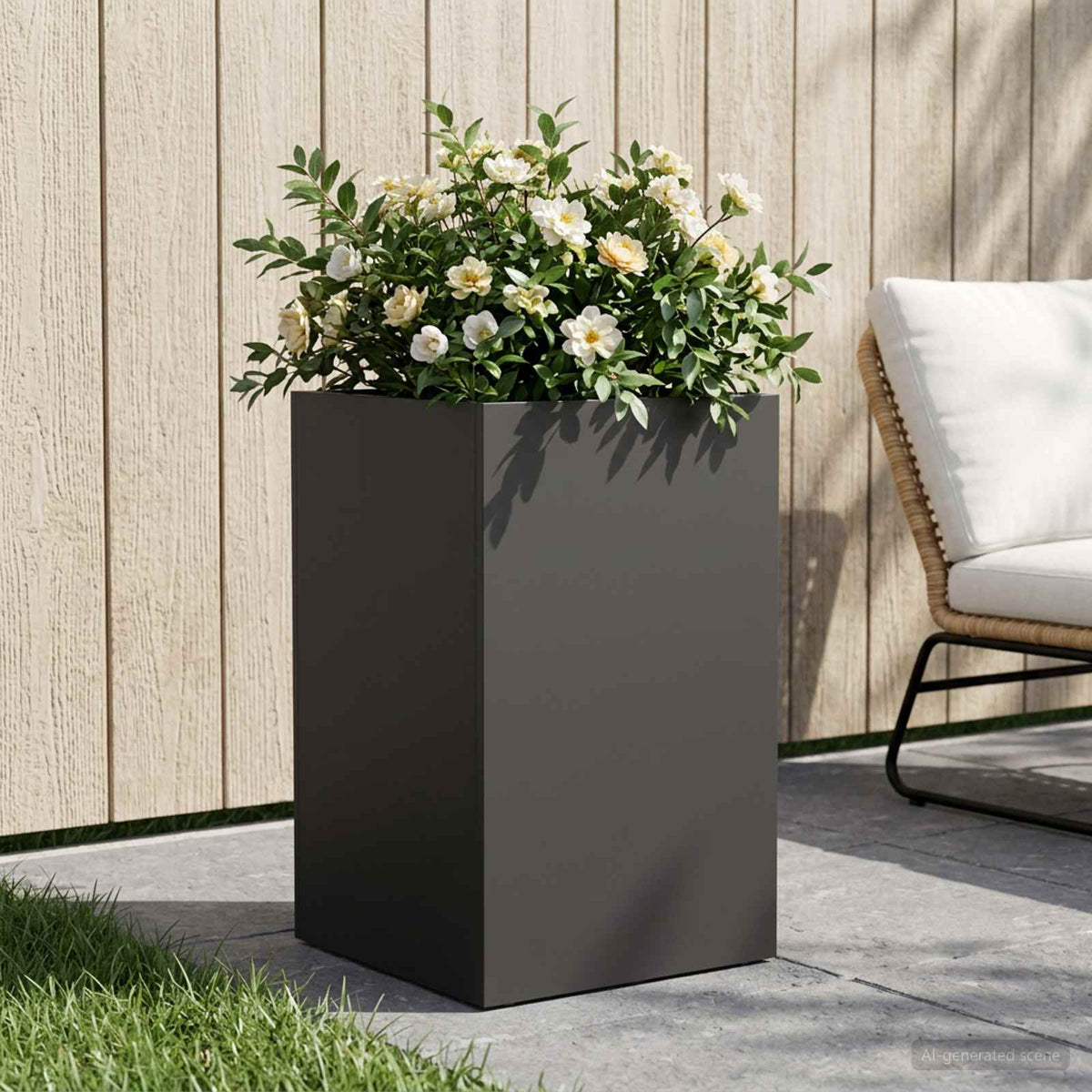 Macetero De Jardín Negro 30 X 30 X 40 Cm Acero Laminado En Frío_1