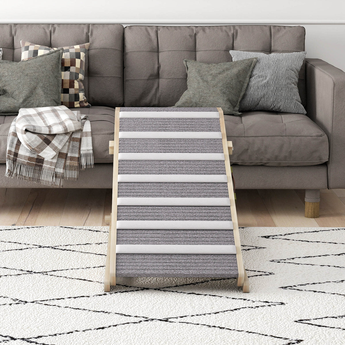 Pawhut Rampa Para Perros De Madera Plegable Altura Ajustable 35-50 Cm 100x50 Cm_4