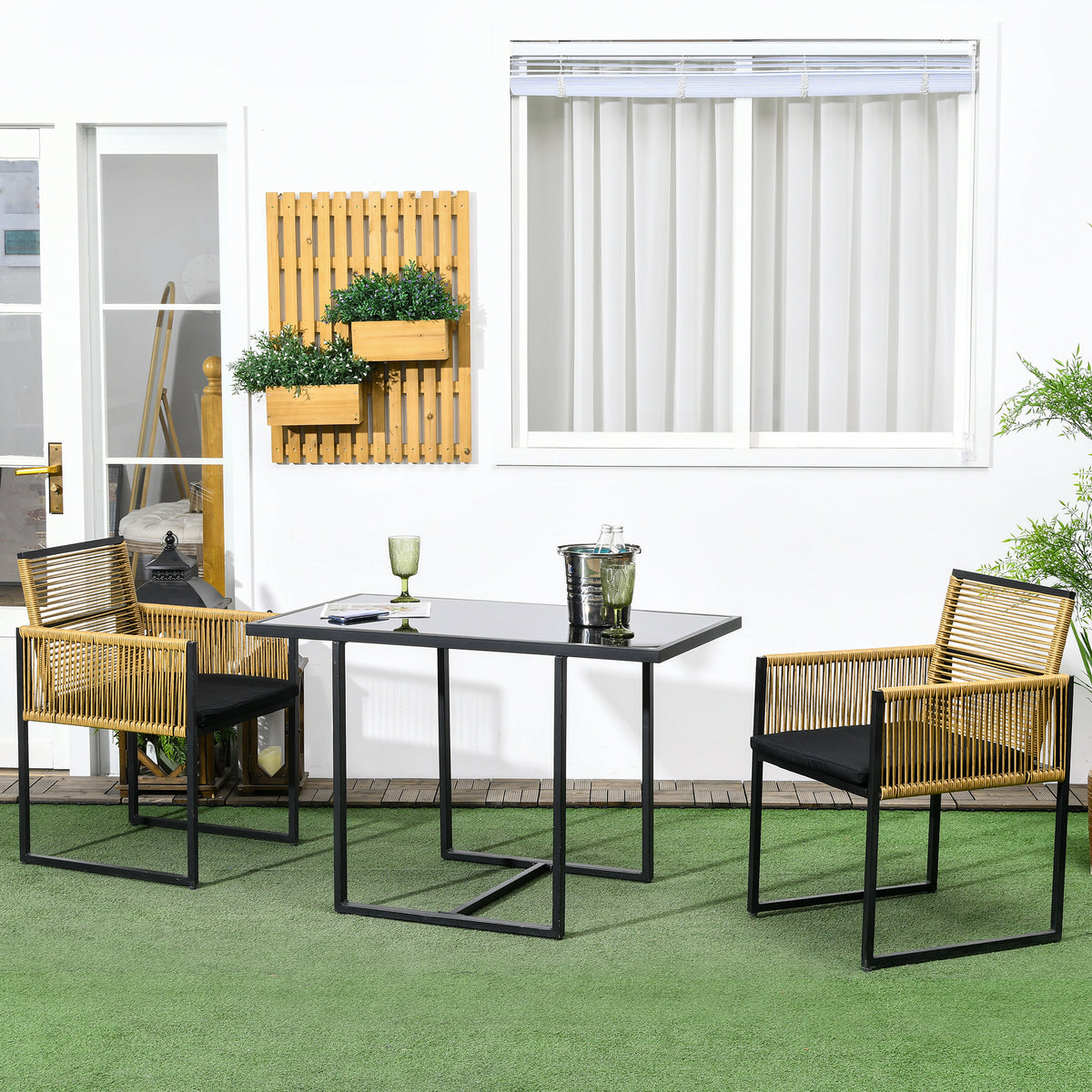 Muebles De Jardín Outsunny Acero, Pe Natural Y Negro 107x58x70 Cm_1