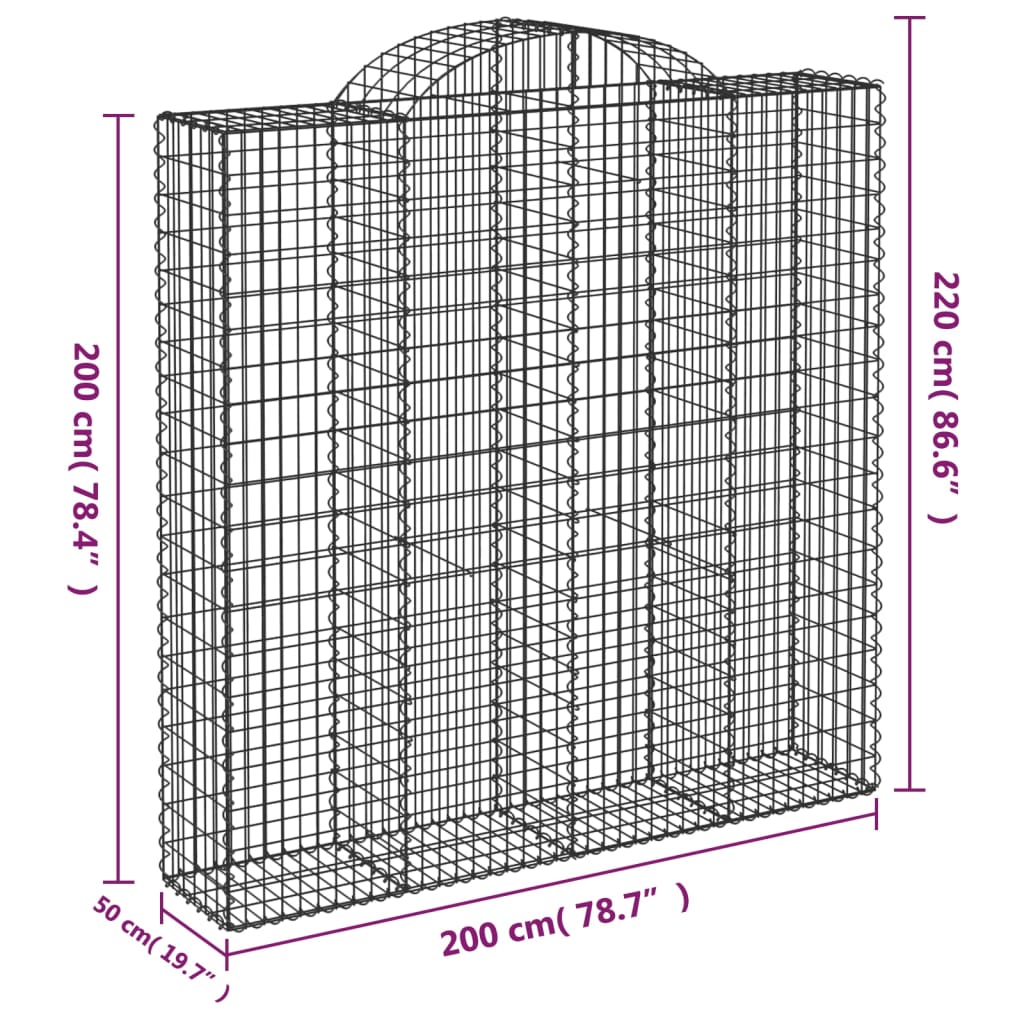 Cestas De Gaviones 5 Uds Forma De Arco Hierro 200x50x200/220 Cm_5