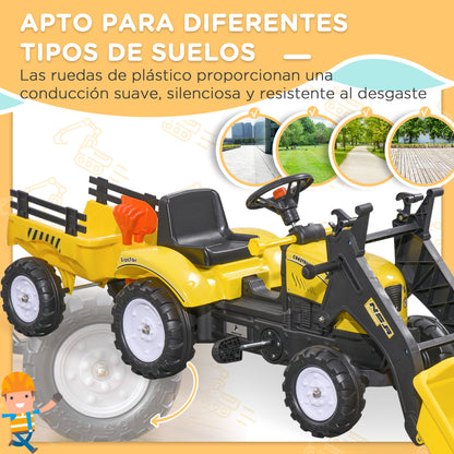 Tractor Infantil Homcom Pp, Pvc, Metal Amarillo 167x41x52 Cm_5