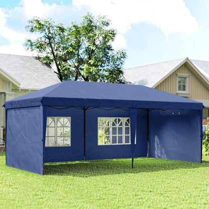 Carpa Plegable Outsunny Tela Oxford, Acero Azul 585x295x272 Cm_1