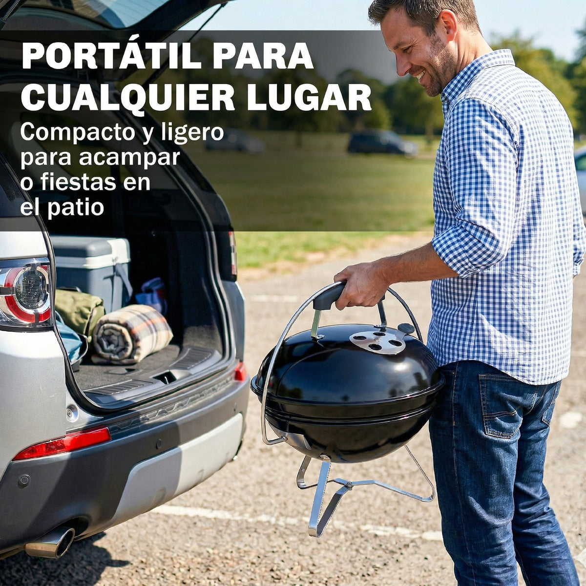Barbacoa De Carbón Outsunny Metal, Acero Inoxidable Negro 41x41x44 Cm_3