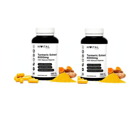 Pack 2x Cúrcuma 6000 mg con Pimienta Negra Hivital 120 cápsulas Veganas