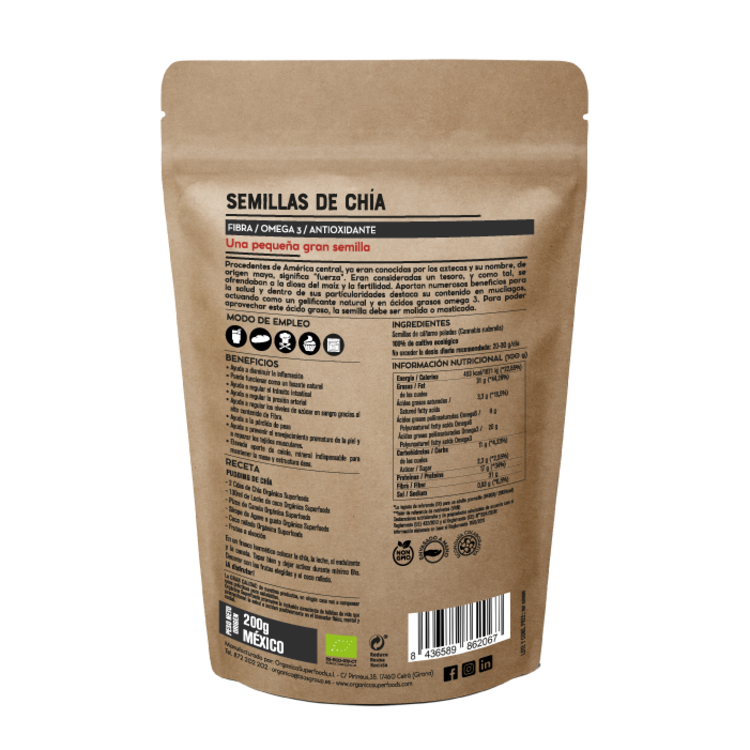 Semillas De Chía Bio 400g - Orgánica Superfoods_1