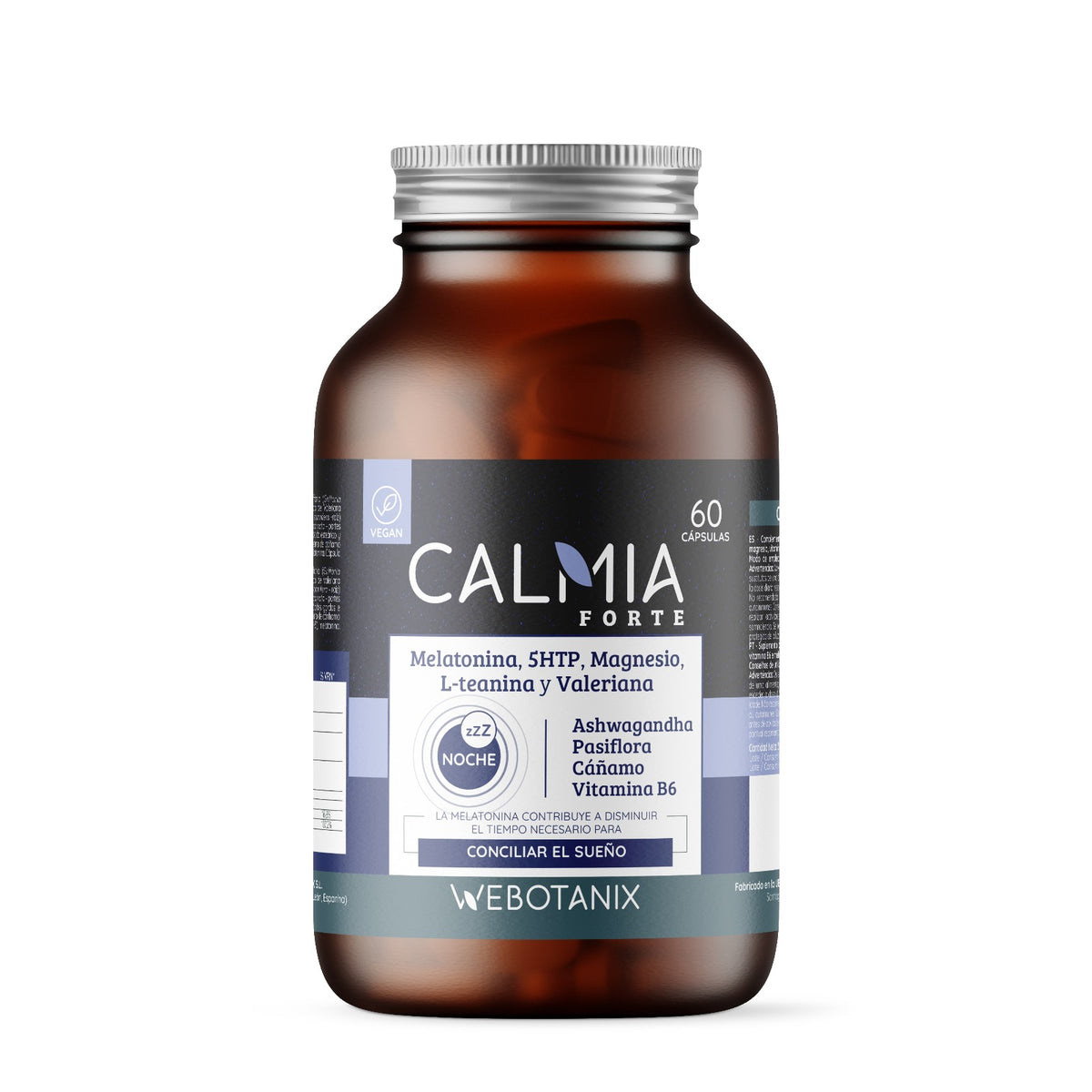 Calmia Noche Forte (5HTP+Melatonina+ Magnesio, L-Teanina, Valeriana) WEBOTANIX 60 cápsulas