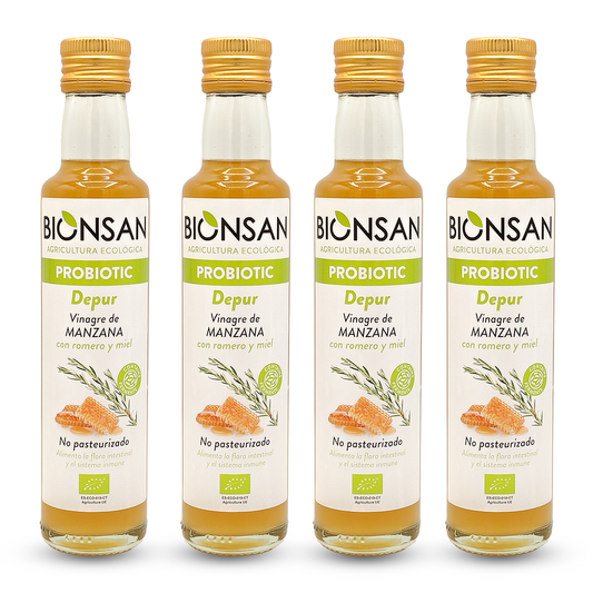 Pack 4 Vinagres Manzana Miel Y Romero Eco Bionsan_0