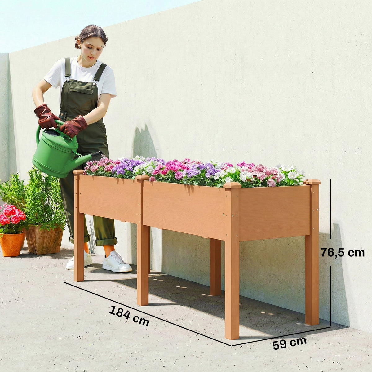 Huerto Urbano Elevado Outsunny Madera De Abeto Marrón 184x59x76.5 Cm_2