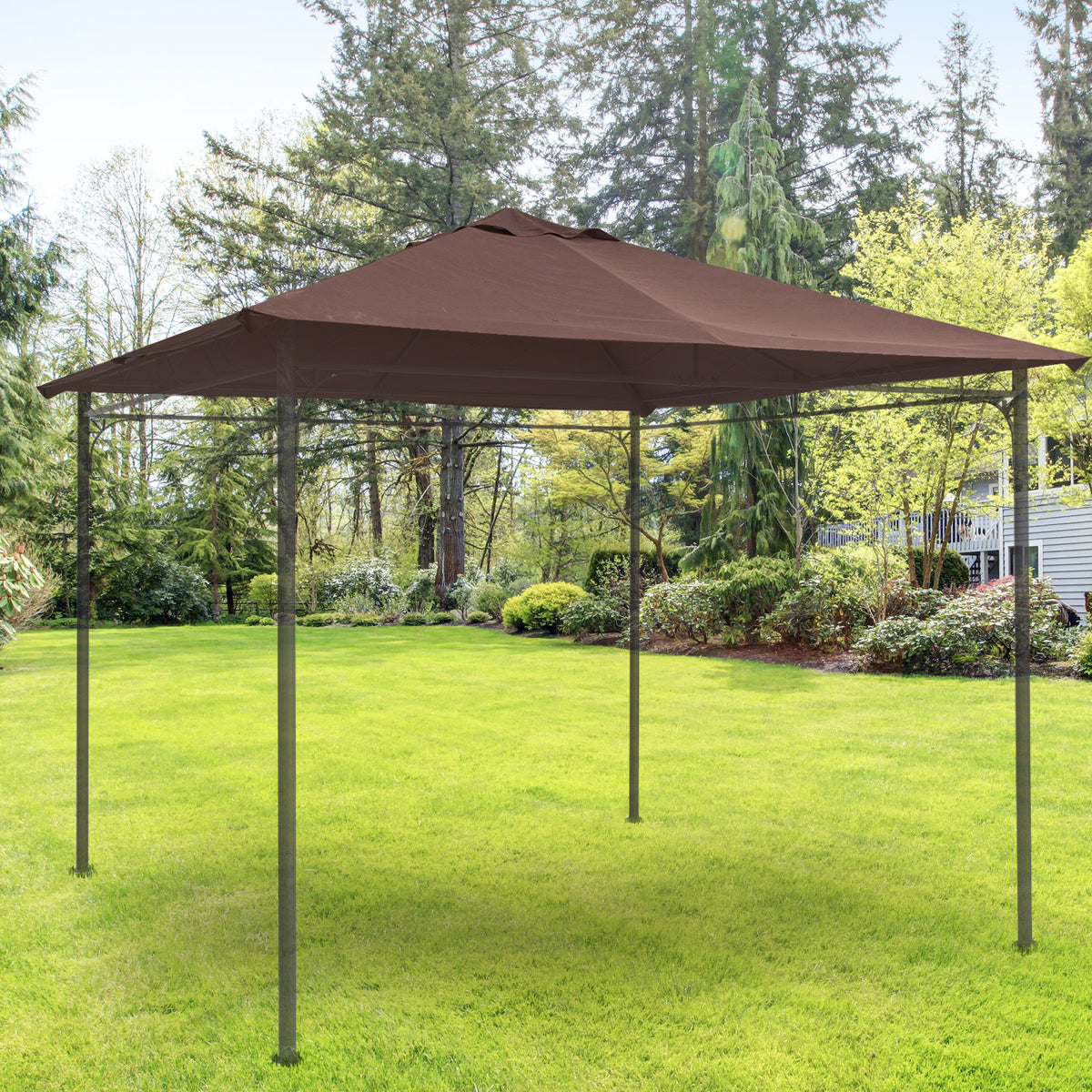 Techo De Repuesto Para Cenador De Jardín Outsunny 2.98x2.95 M Café_3