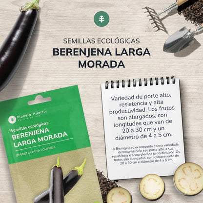 Semillas de Berenjena larga morada ecológicas Planeta Huerto