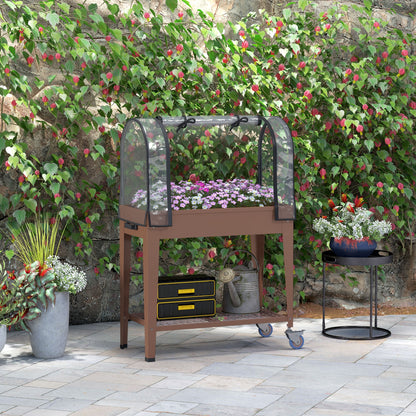 Mesa De Cultivo Outsunny Metal, Plástico Marrón 80x40x120 Cm_1