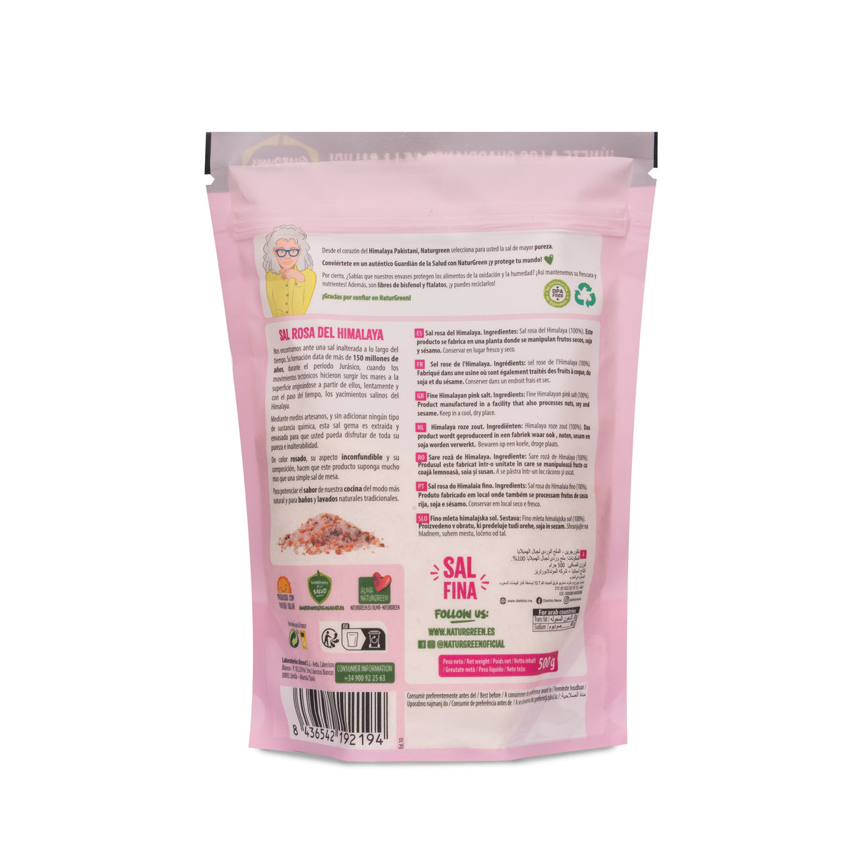 Sal rosa del Himalaya fina Naturgreen 500 g