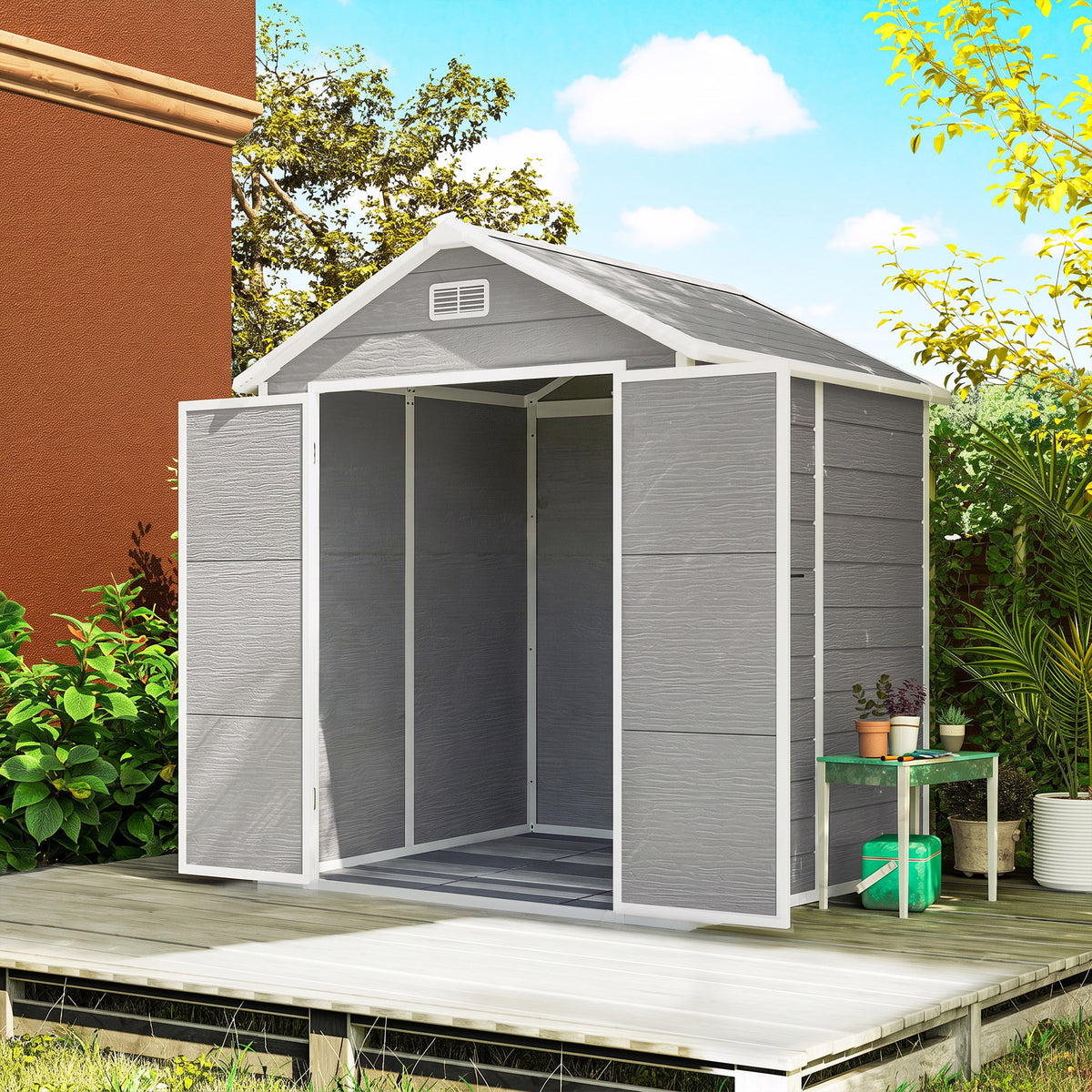 Caseta De Jardín Outsunny Pp, Aluminio Gris Oscuro 182x151x219 Cm 84h-160v00gy_1
