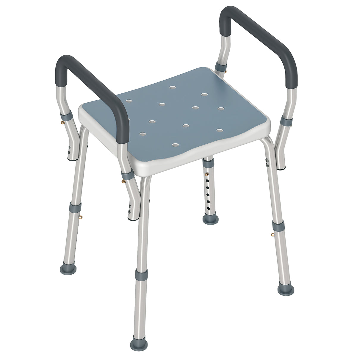 Taburete De Ducha Homcom Aluminio Azul Y Blanco 52x45x69 Cm_0