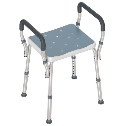 Taburete De Ducha Homcom Aluminio Azul Y Blanco 52x45x69 Cm_0