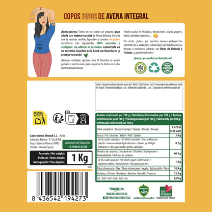 Copos de Avena Finos Sin Gluten Bio NaturGreen, 1 Kg