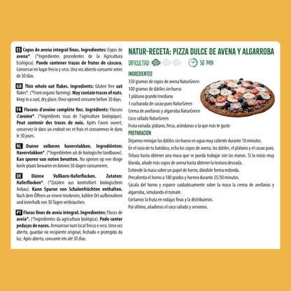Copos de Avena Finos Sin Gluten Bio NaturGreen, 1 Kg
