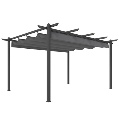 Pérgola Outsunny Aluminio, Poliéster Gris 396x296x220 Cm_0